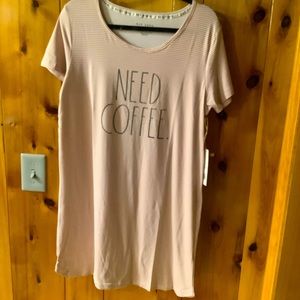 Rae Dunn Women’s Large Need Coffee Nightgown-Pink